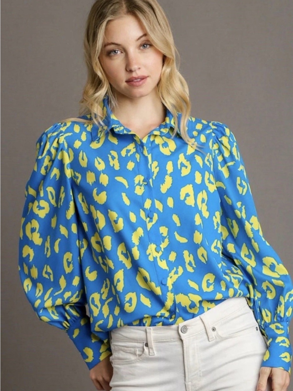 UMGEE NEON LEOPARD PRINT BLOUSE